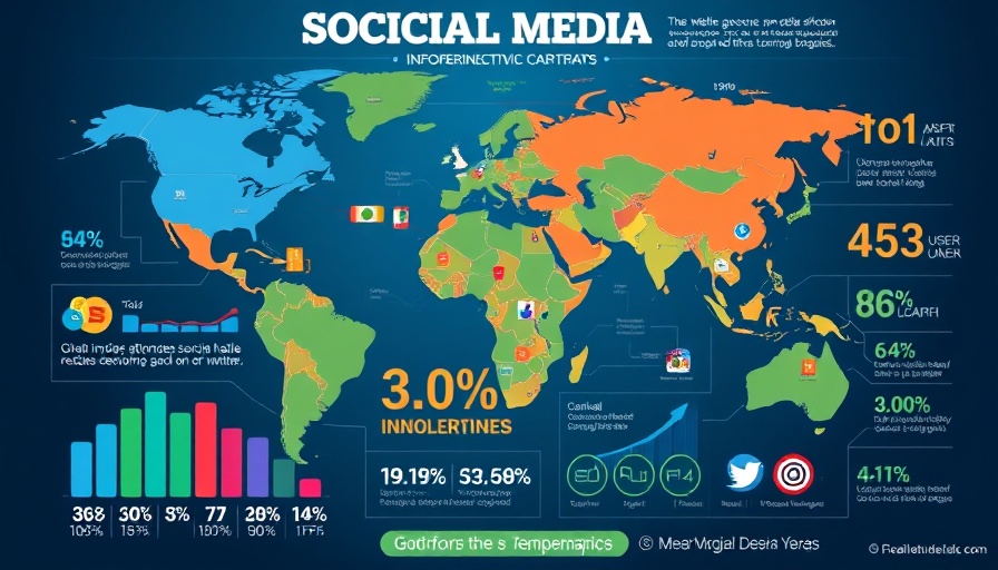 Infographic of global social media statistics for 2025 with colorful icons.