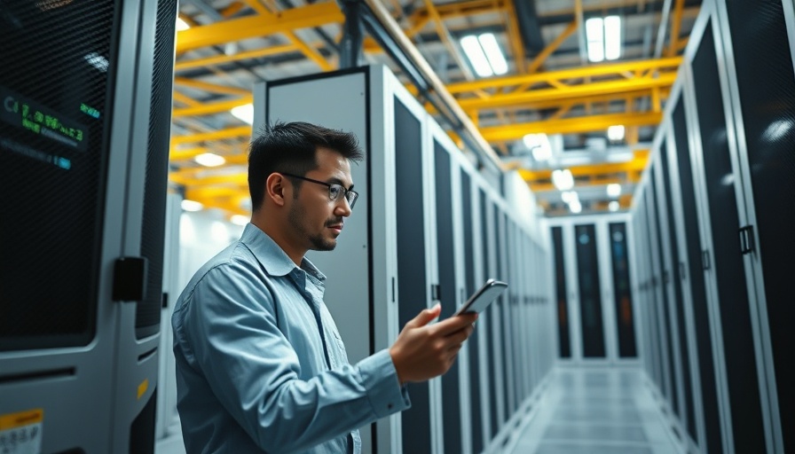 Technician in Europe's AI infrastructure data center checking servers