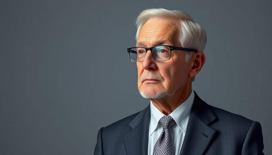 Elderly man in formal suit with glasses, thoughtful expression.