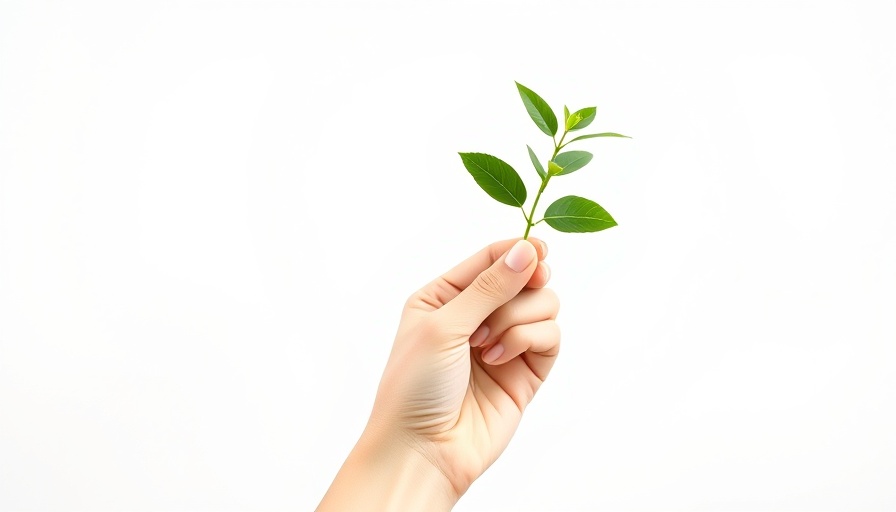 Green-painted hand holding plant symbolizing climate tech.
