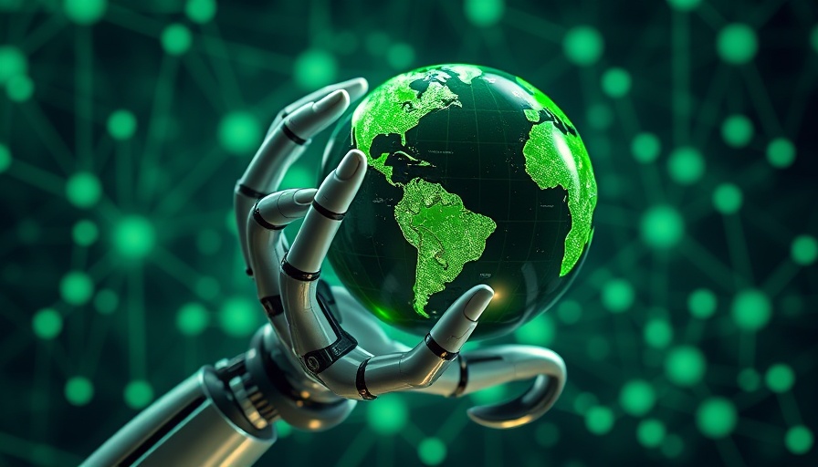 AI-Powered SCIM Sync futuristic robotic arm with globe.