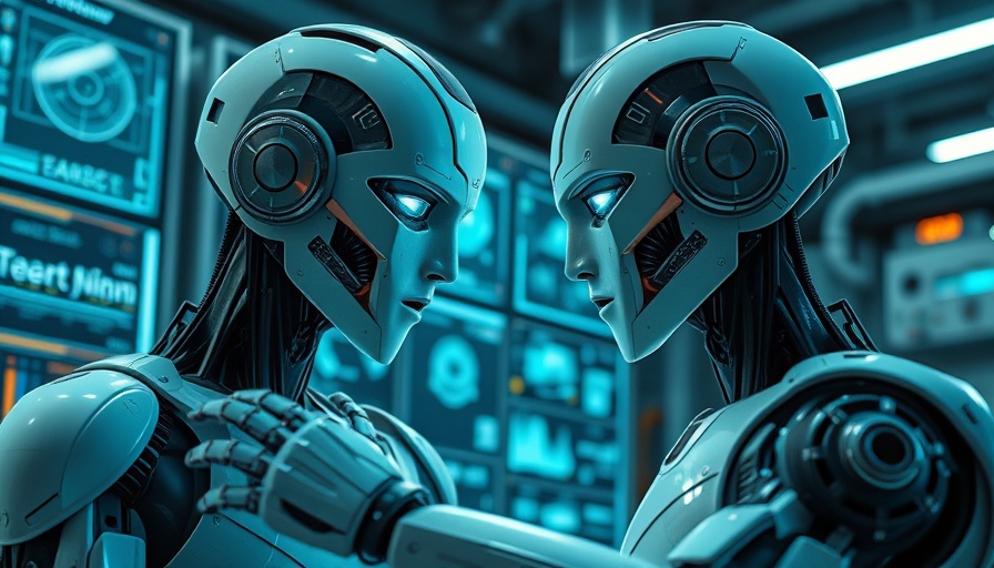 Humanoid robot interacting with holographic displays for AI reasoning benchmark.