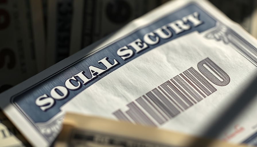 Close-up of social security card with dollar bills, financial theme.