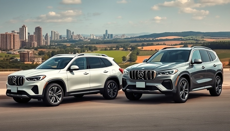 Two contrasting SUVs, featuring white and gray vehicles.