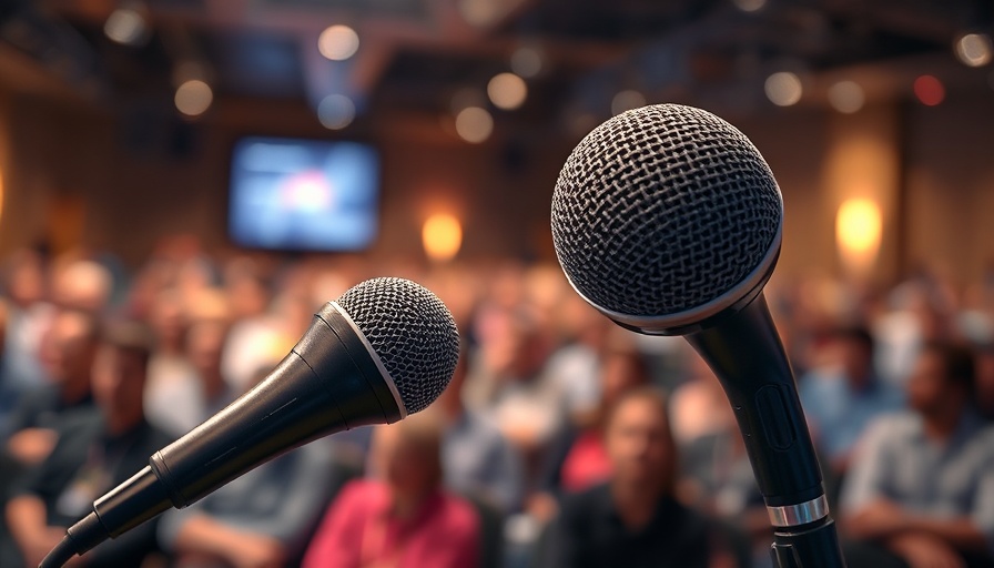 Microphone at a conference for AI science communication
