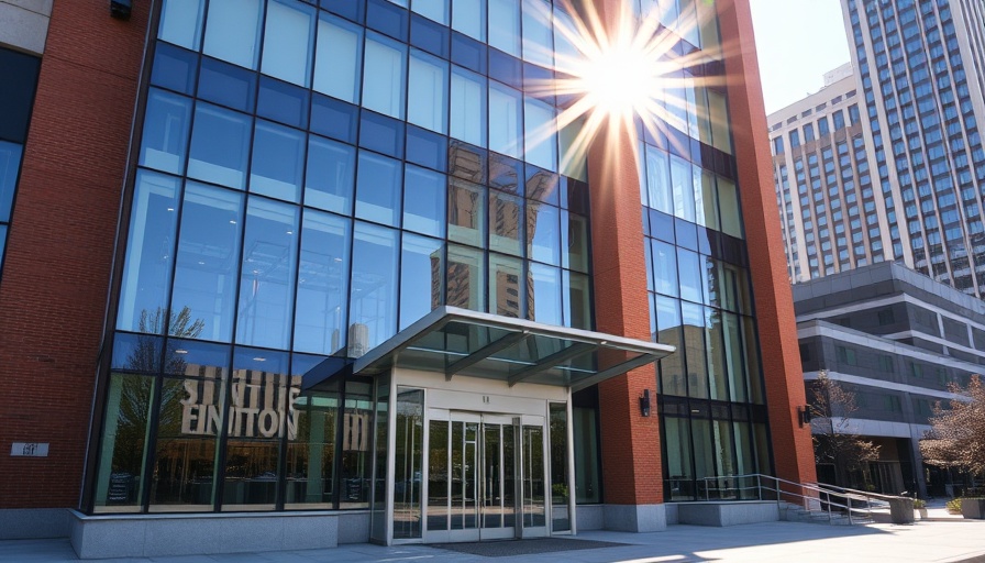 NSF building facade reflecting sunlight, architectural photo for NSF federal workforce firings.