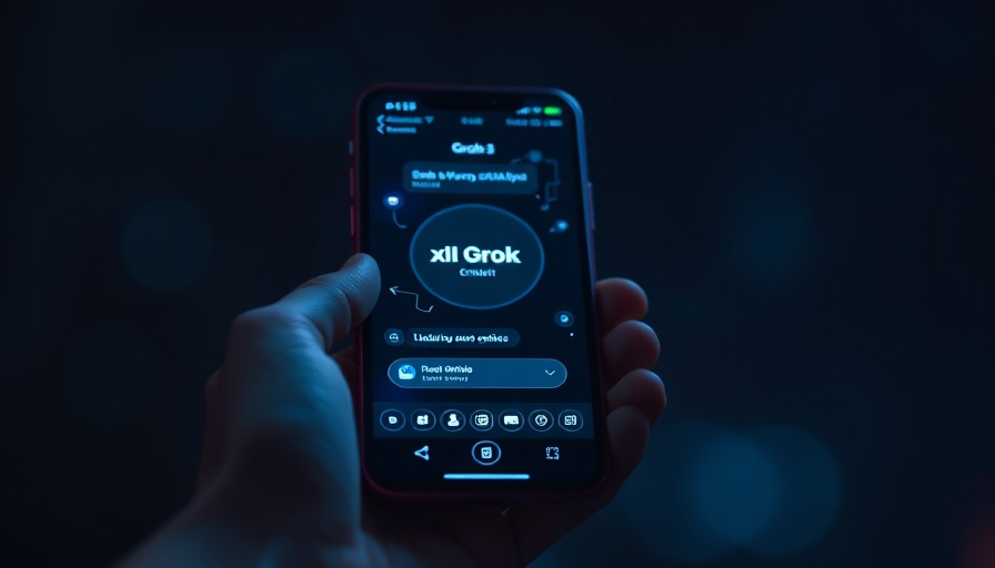 xAI Grok 3 chatbot on smartphone with digital interface.