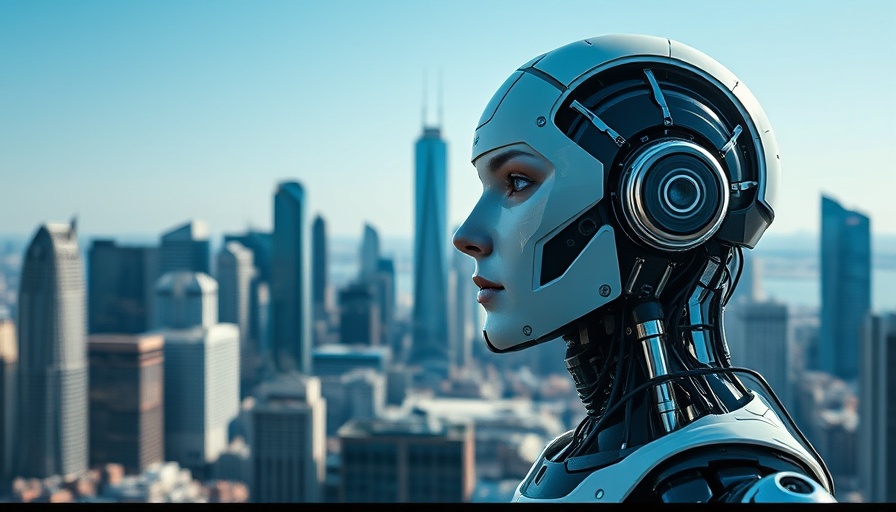Futuristic android and city skyline showcasing Cloud GPUs revolutionizing scientific research.
