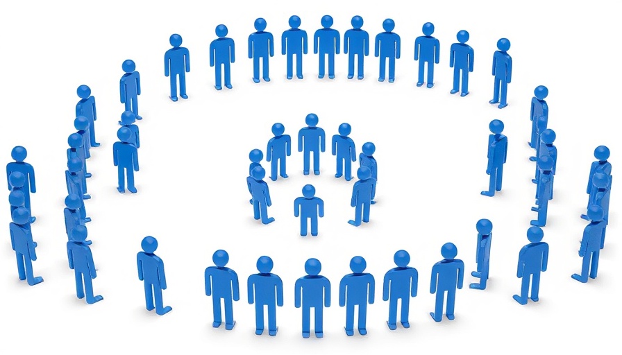 Abstract blue figures forming spiral, symbolizing collaboration in M&A.