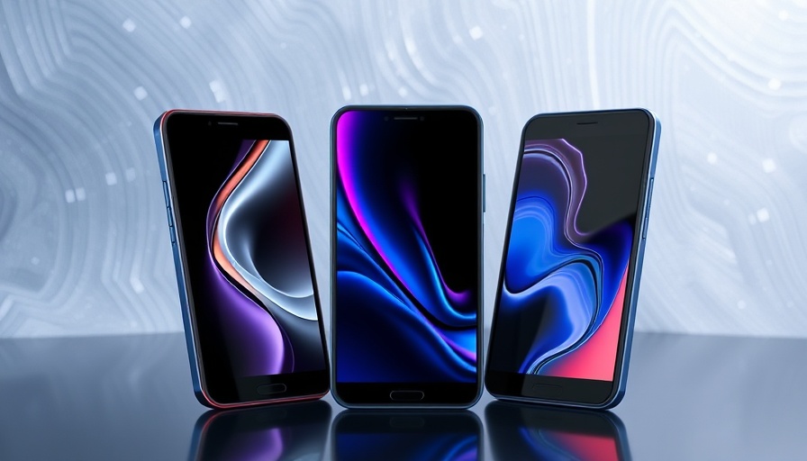 Three sleek iPhone models showcasing design and features.