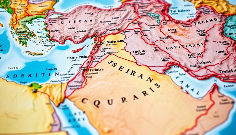 Colorful Middle East map with topographic details.