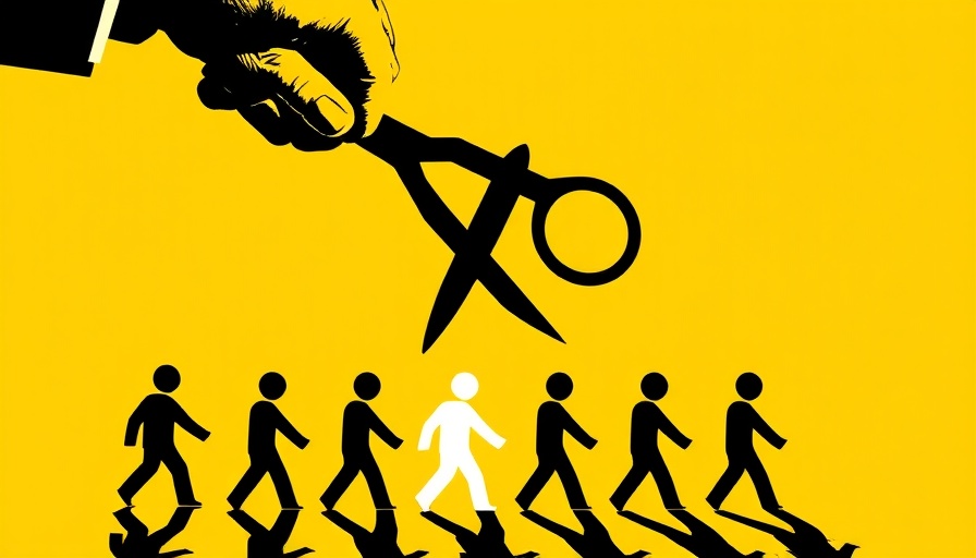 Illustration of a hand cutting a paper people chain, symbolizing US AI Safety Institute cuts.
