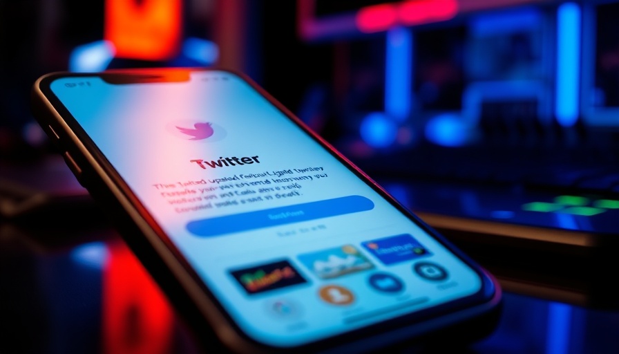 App update screen for X, formerly Twitter, with blue tech background.