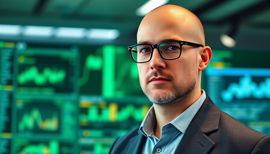 AI research engine Corpora.ai interface with confident man in tech setting.