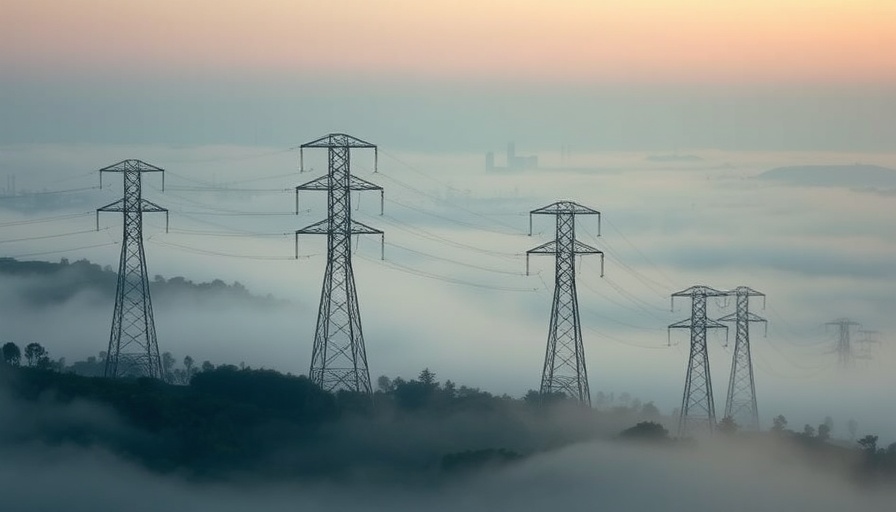 Electricity pylons rise through mist, showing future electricity demand growth by 2025.