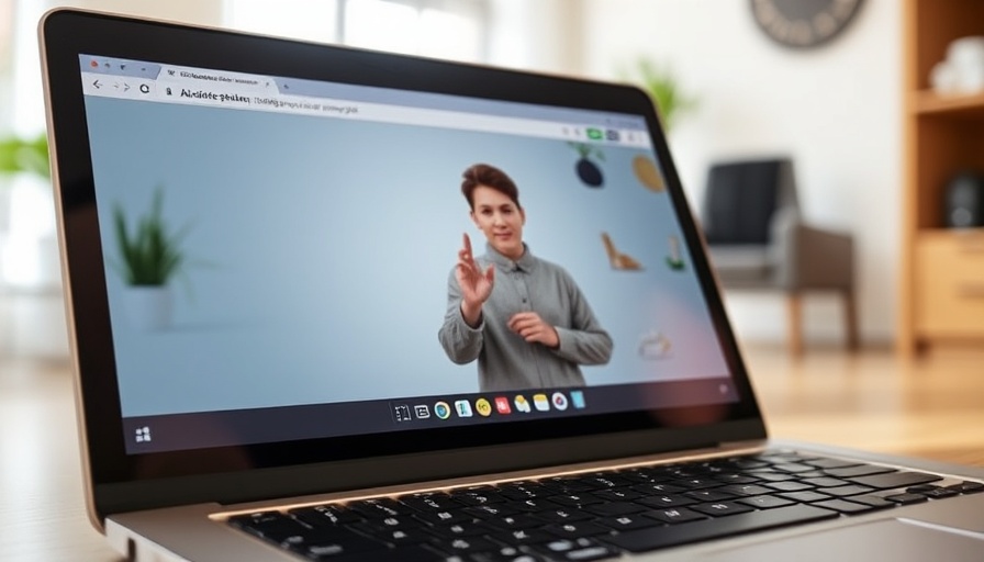 Laptop displaying AI sign language teaching platform interface.