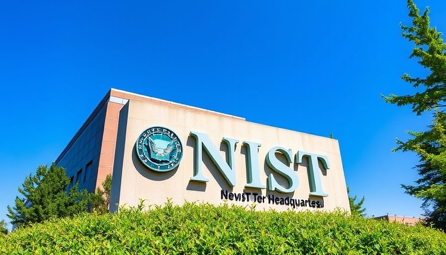 NIST headquarters sign under clear blue sky, symbolizing standards impact.