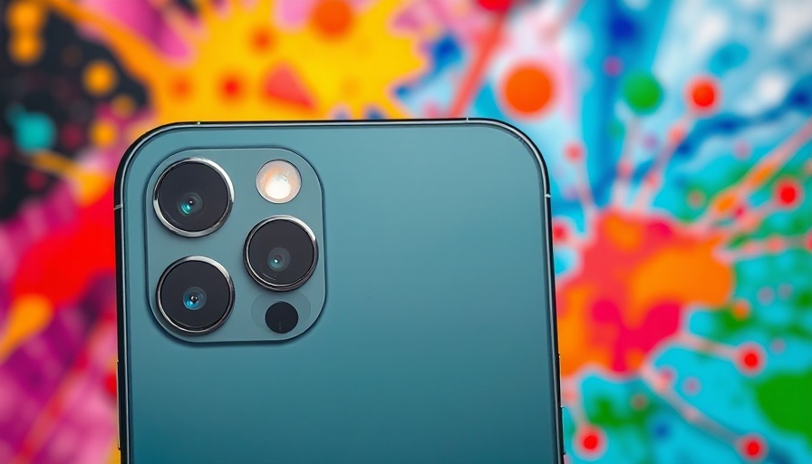 iPhone 15 Pro showcasing visual intelligence feature against vibrant background.