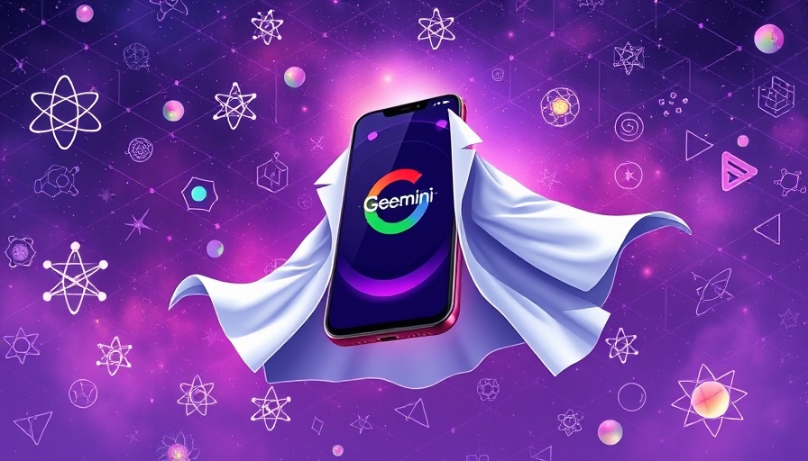 AI Co-Scientist concept with Google Gemini on phone in lab coat.