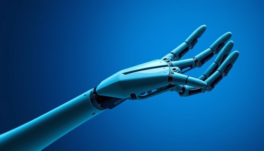 Futuristic robotic hand illustrating synthetic muscles and e-skin technology.