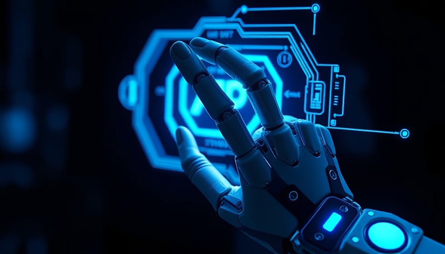 Robotic hand and holographic display for AI model validation.