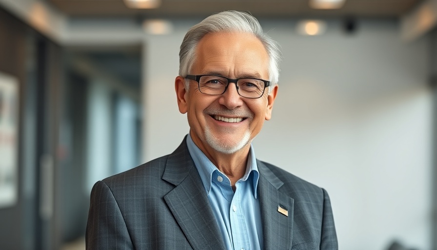Smiling older man in a suit representing TotalEnergies' Transition Strategy.