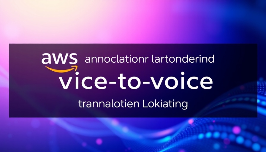 AWS voice-to-voice translation for Amazon Connect collaboration banner with gradient background.