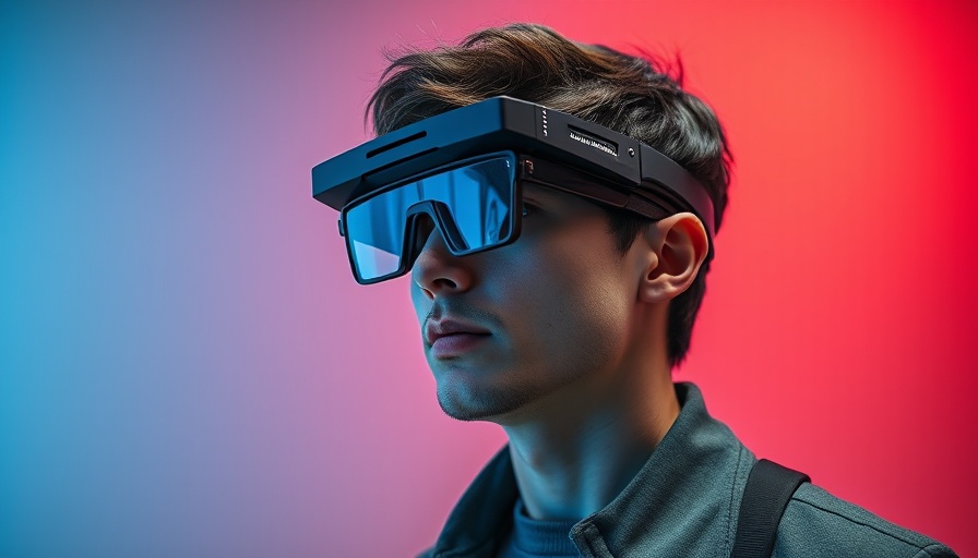 Person in modern glasses at tech event, symbolizing innovation.