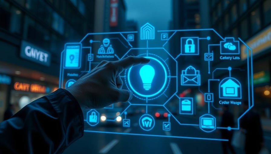 Cyberdefense in automotive represented by digital security icons and hand pointing.