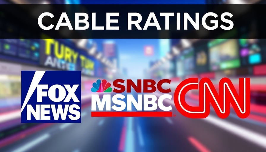 Cable news ratings February 2023 Thursday ratings poster with logos.