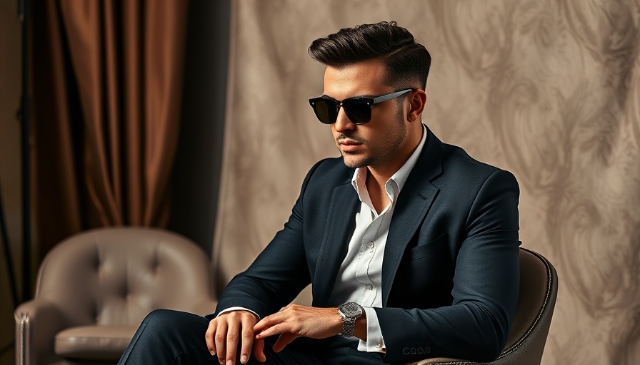 Elegant suited man posing confidently, creative director vibe.