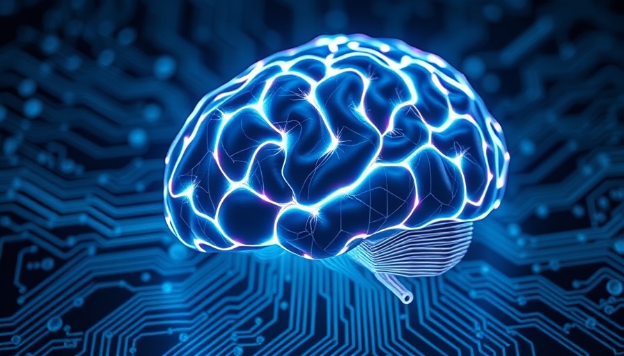 Futuristic neural network brain in circuit board, Generative AI in Business
