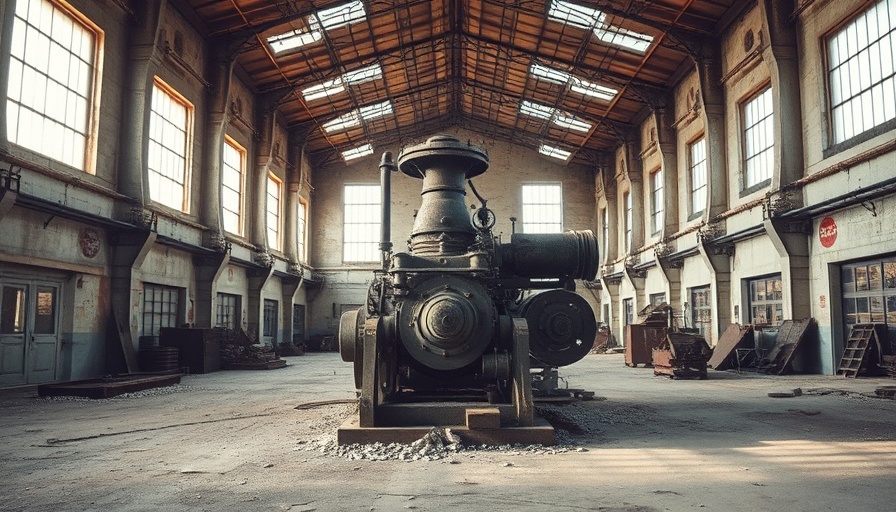 Rustic machinery in an abandoned warehouse