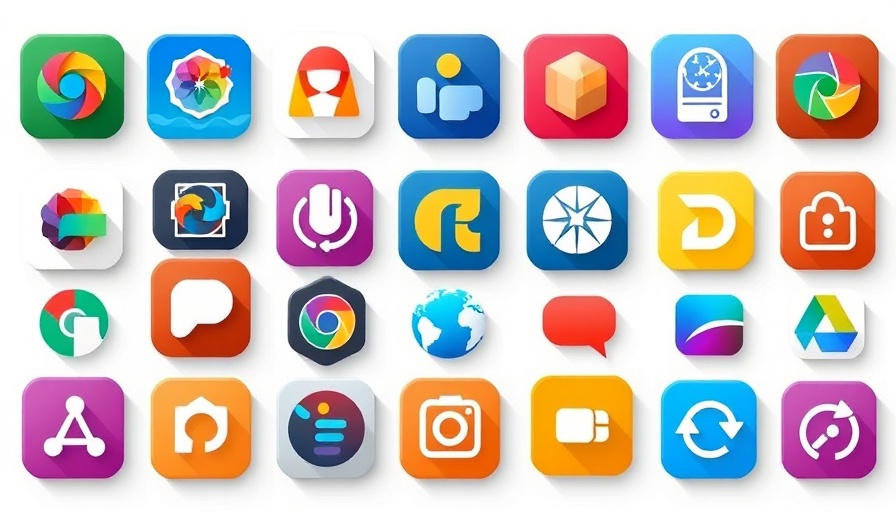 Colorful app icons representing AI-powered app-building platforms.