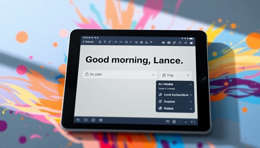 Claude AI model selection on tablet screen with colorful background.