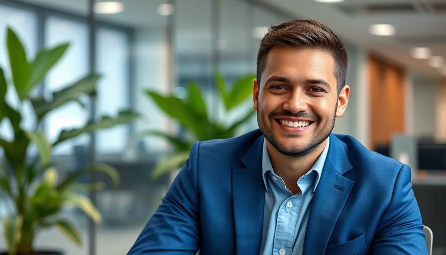 Professional man in a modern office with green plants, highlighting IBM Granite 3.2 reasoning capabilities.
