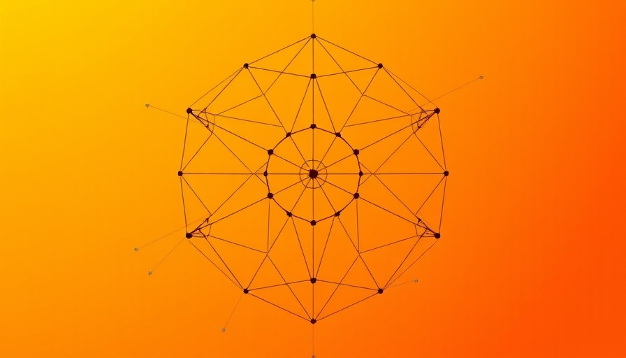 Abstract geometric structure with nodes in orange background, Claude AI Models.