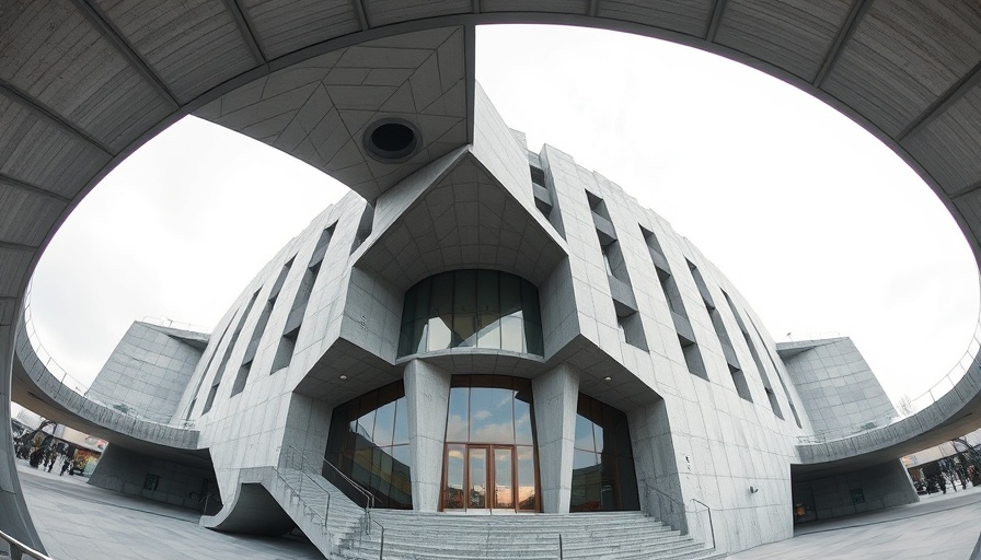 Unique architectural structure viewed through a circular opening, emphasizing AI Integration in HUD Data Management.