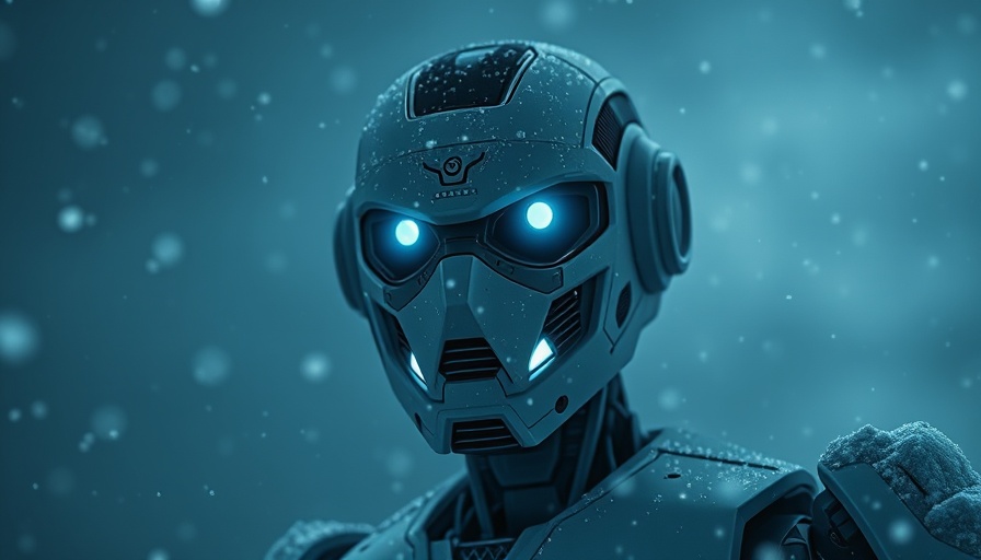 Futuristic robot in snow highlighting AI operationalization challenges.