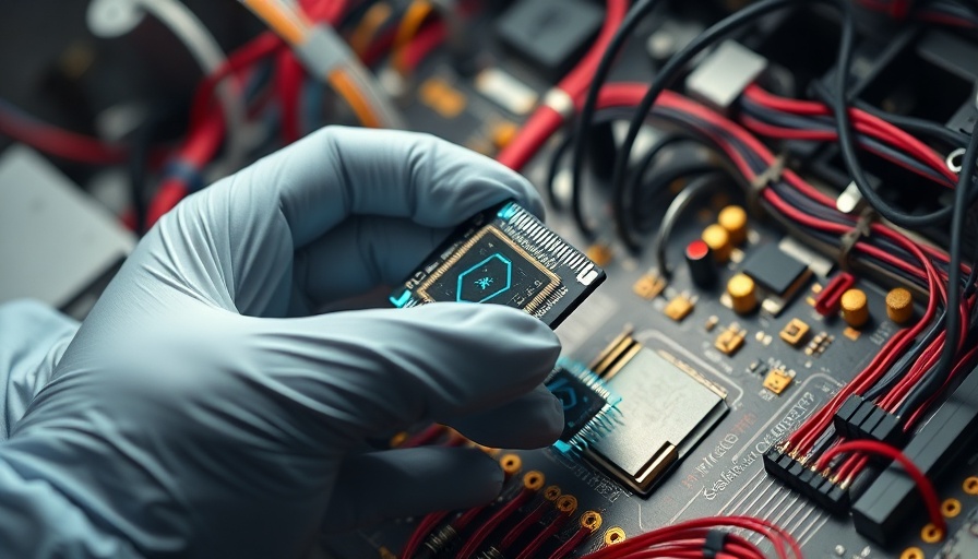 Technician precisely adjusting Amazon quantum computing chip Ocelot.