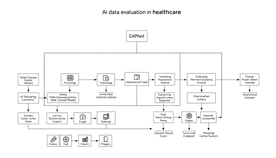 Healthcare Generative AI Evaluation flowchart with data processes.