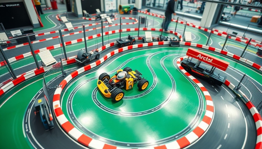 AWS DeepRacer competition 2024 track with miniature robotic car.