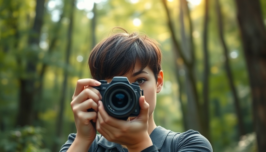 Young woman taking a photo in a vibrant forest, Write for Towards Data Science.