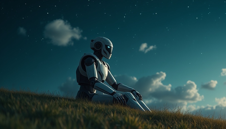 Futuristic robot under starry sky depicting Agentic Data Management.