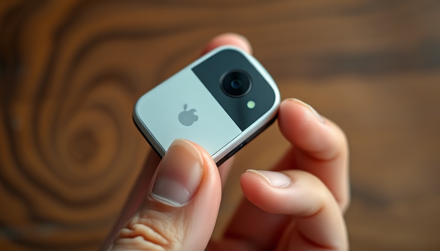 Sleek AI device held against a wooden background, Humane AI Pin e-waste solutions.