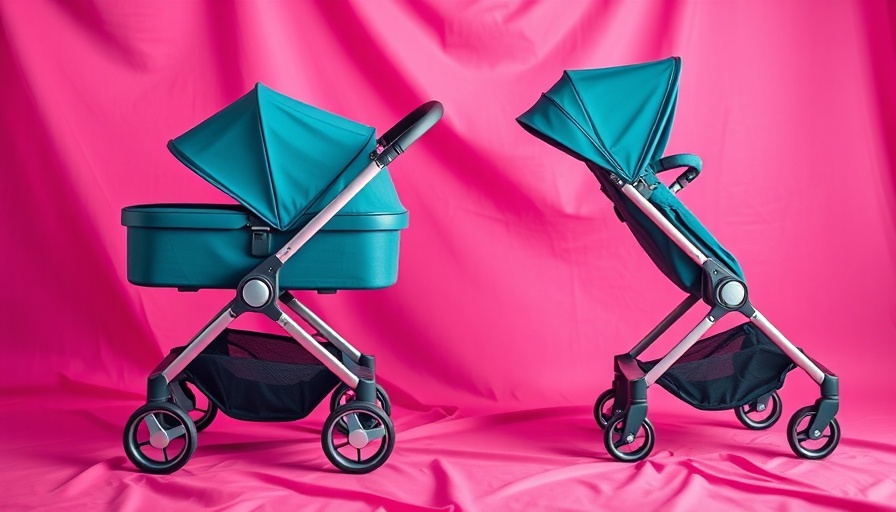 Sleek teal travel strollers 2025 on vibrant pink backdrop