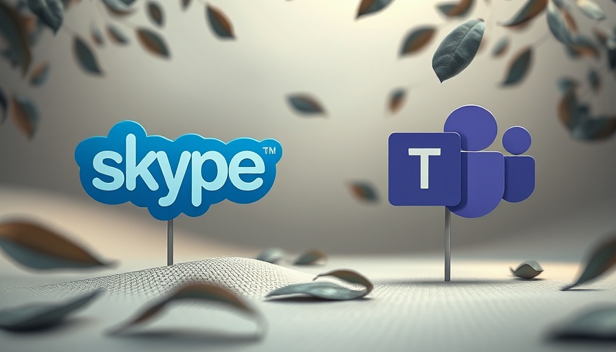 Digital representation of Skype and Microsoft Teams logos.