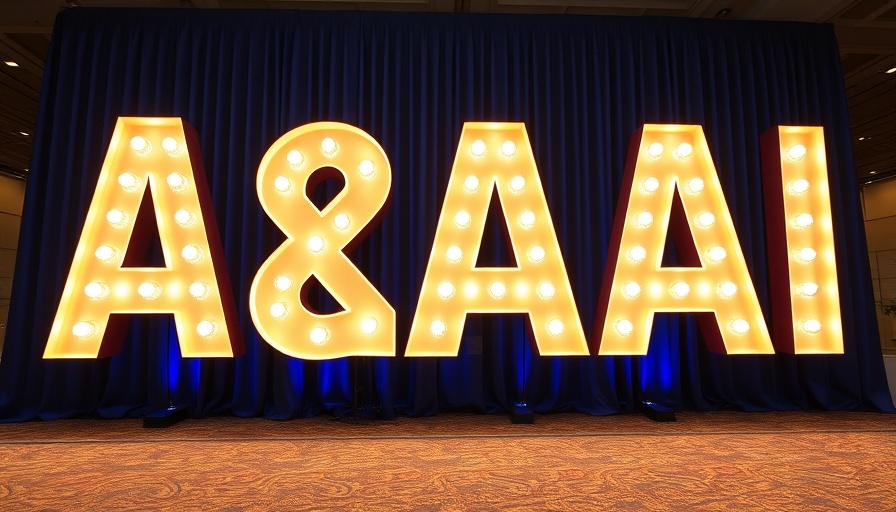 Glowing marquee letters AAAI at exhibition, highlighting AAAI 2025 outstanding paper awards.