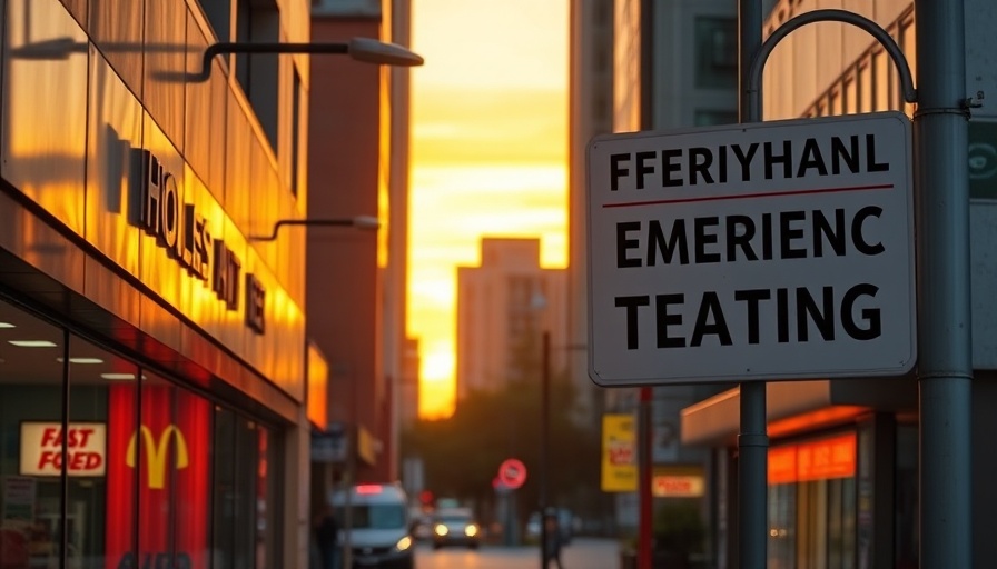 Texas Measles Outbreak emergency signage at sunset for testing.