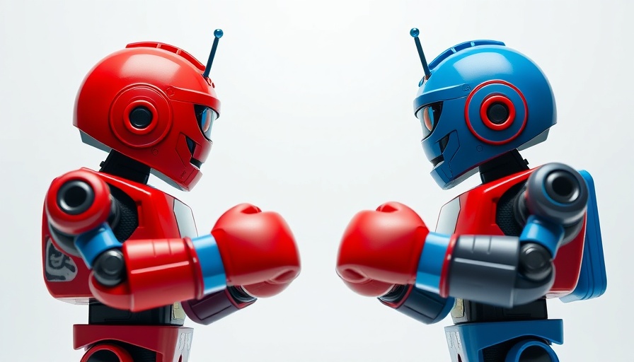 Colorful toy robots face off, symbolizing AI integration in enterprise software.